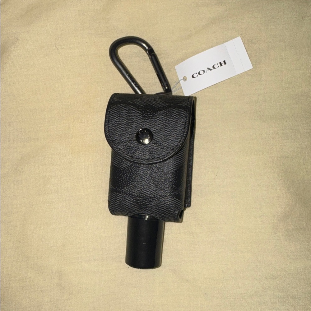NWT Coach Black Leather Hand Sanitizer Holder